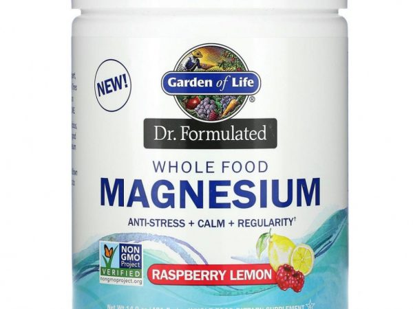 Garden of Life, Dr. Formulated, порошок из цельнопищевого магния, с малиновым и лимонным вкусом, 421,5 г (14,9 унции)