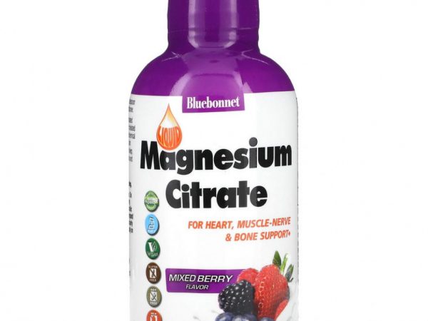 Bluebonnet Nutrition, жидкий цитрат магния, ягодный вкус, 472 мл (16 жидк. унций)