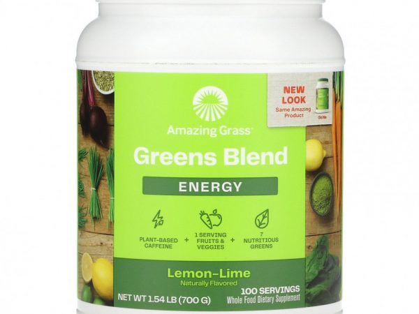 Amazing Grass, Green Superfood для повышения уровня энергии, лимон и лайм, 700 г (1,5 фунта)