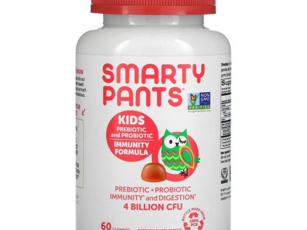 SmartyPants, пребиотики и пробиотики для детей, поддержка иммунитета, со вкусом клубничного крема, 2 млрд КОЕ, 60 жевательных таблеток