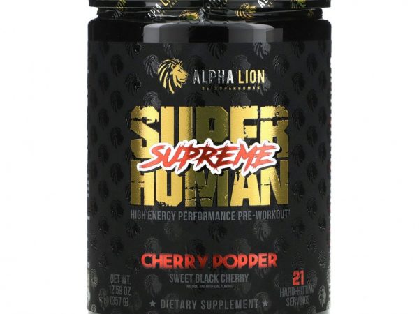 ALPHA LION, SuperHuman Supreme, вишневый поппер, сладкая черная вишня, 357 г (12,59 унции)