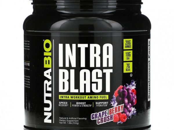 NutraBio Labs, Intra Blast, аминокислотное топливо для приема во время тренировки, сок из виноградных ягод, 722 г (1,6 фунта)