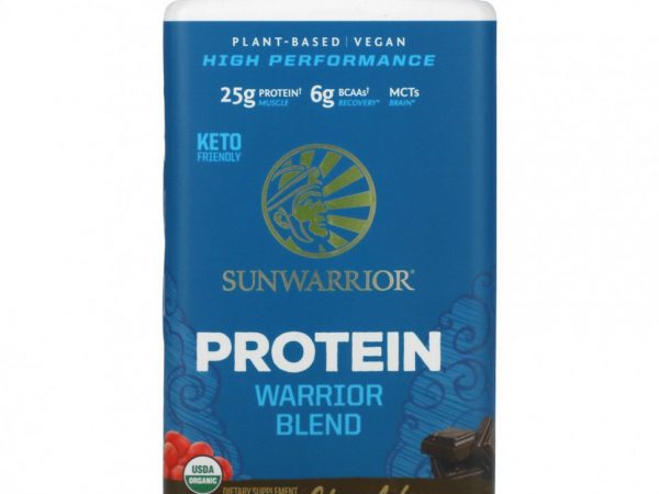 Sunwarrior, Белок Warrior Blend, орагнический и растительный, шоколад, 1,65 фунта (750 г)