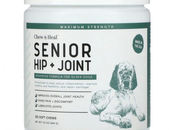 Chew + Heal, Senior Hip + Joint, улучшенная формула для собак старшего возраста, 120 жевательных таблеток, 264 г (9,3 унции)