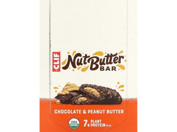 Clif Bar, Батончик с органическим ореховым маслом, шоколад и арахисовая паста, 12 батончиков, 50 г (1,76 унции)