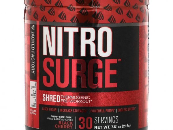 Jacked Factory, Nitro Surge, перед тренировкой, черная вишня, 216 г (7,61 унции)