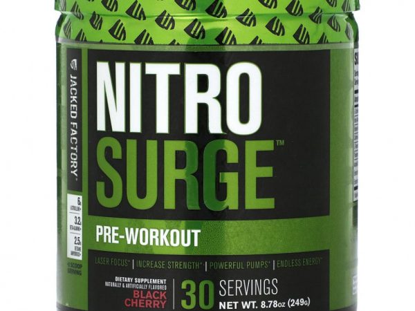 Jacked Factory, Nitro Surge, перед тренировкой, черная вишня, 249 г (8,78 унции)