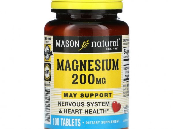 Mason Natural, Магний, 200 мг, 100 таблеток