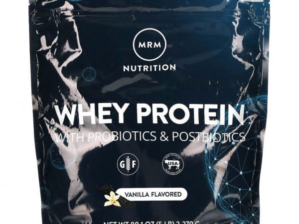 MRM Nutrition, Сывороточный протеин с пробиотиками и постбиотиками, ваниль, 2270 г (80,1 унции)