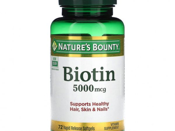 Nature's Bounty, Биотин, 5000 мкг, 72 капсулы с быстрым высвобождением