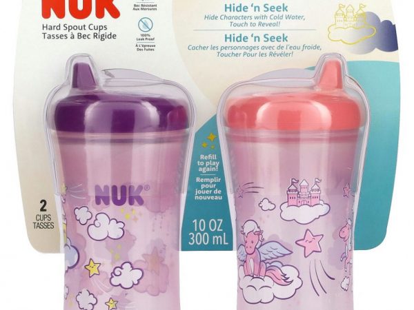 NUK, Hide 'n Seek, чашки с жестким носиком, от 9 месяцев``, 2 чашки, 300 мл (10 унций)