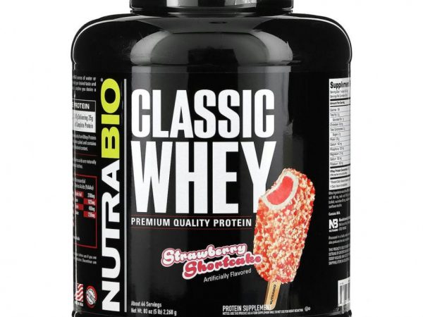 Nutrabio Labs, Classic Whey Protein, клубничное песочное печенье, 2268 г (5 фунтов)