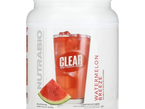 Nutrabio Labs, Clear, изолят сывороточного протеина, арбузный бриз, 494 г (1,1 фунта)