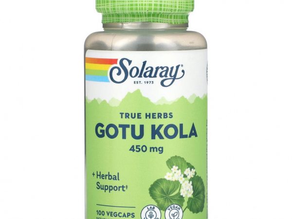 Solaray, True Herbs, готу кола, 450 мг, 100 растительных капсул