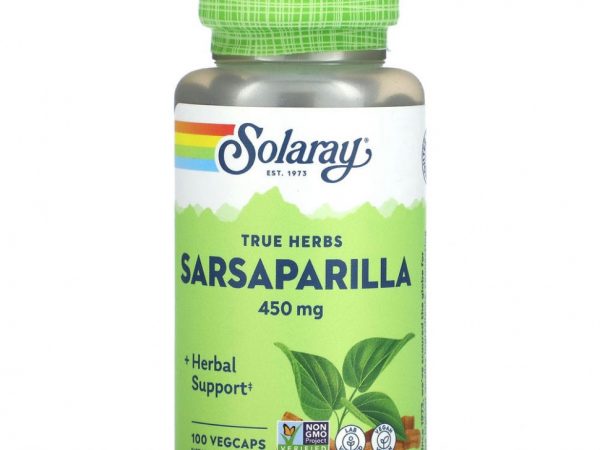 Solaray, True Herbs, сарсапариль, 450 мг, 100 вегетарианских капсул