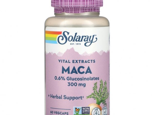 Solaray, Vital Extracts, мака, 300 мг, 60 растительных капсул