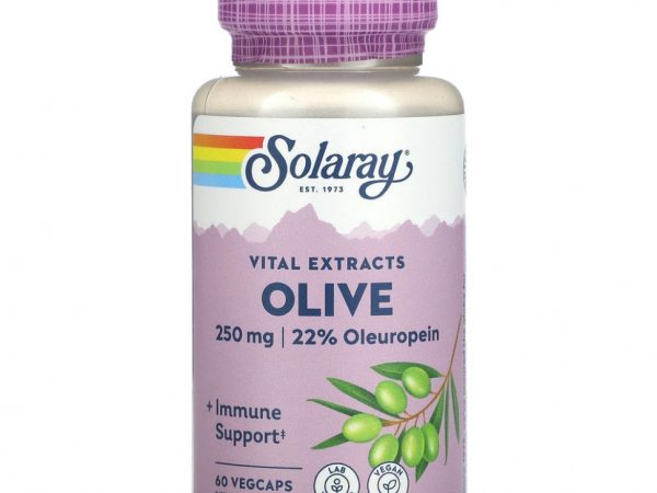Solaray, Vital Extracts, оливковое масло, 250 мг, 60 растительных капсул