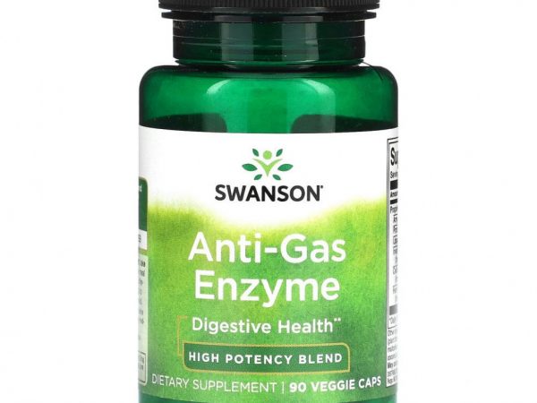Swanson, Anti-Gas Enzyme, высокоэффективная смесь, 90 растительных капсул