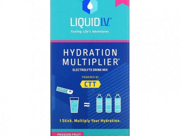 Liquid I.V., Hydration Multiplier, смесь для приготовления напитков с электролитами, маракуйя, 10 отдельных пакетиков по 16 г (0,56 унции)