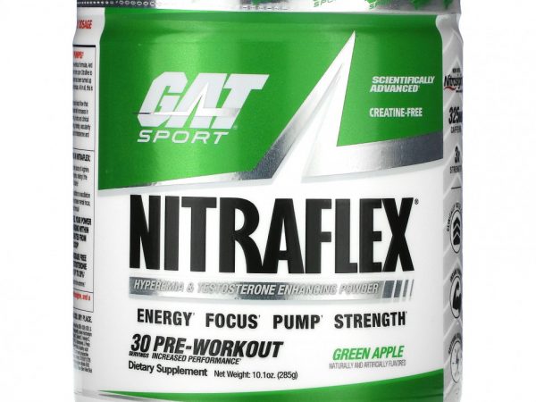 GAT, Sport, NITRAFLEX, зеленое яблоко, 285 г (10,1 унции)