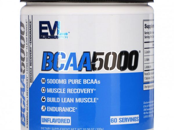 EVLution Nutrition, BCAA5000, без вкусовых добавок, 300 г (10,58 унции)