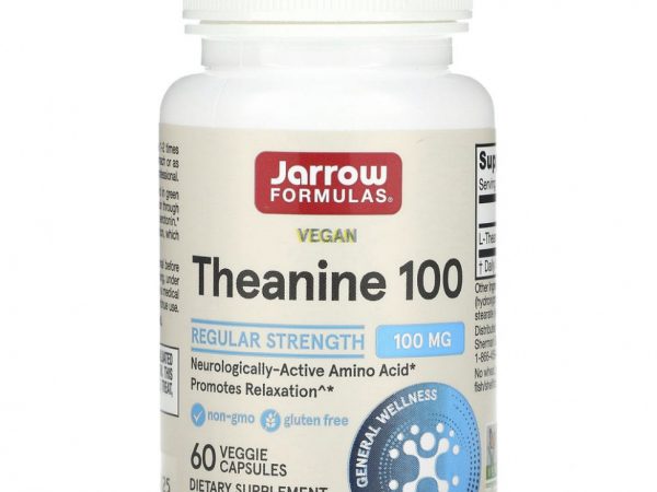 Jarrow Formulas, теанин 100, 100 мг, 60 вегетарианских капсул