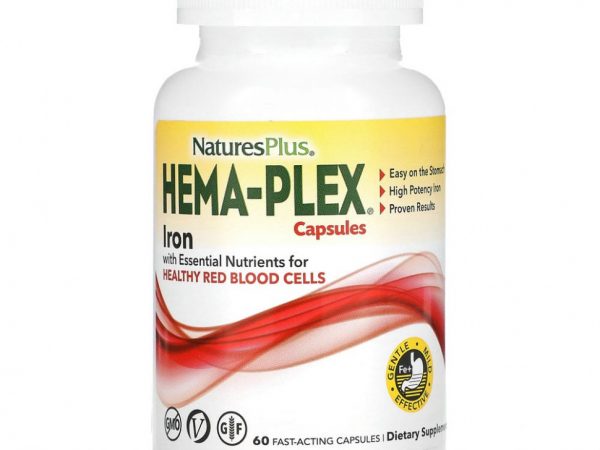 NaturesPlus, Hema-Plex, комплекс с железом, 60 капсул быстрого действия