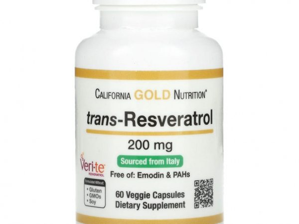 California Gold Nutrition, транс-ресвератрол, итальянского происхождения, 200 мг, 60 растительных капсул