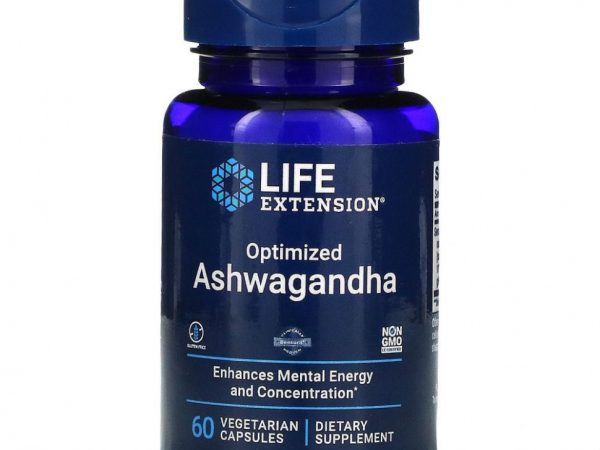 Life Extension, оптимизированный экстракт ашваганды, 60 вегетарианских капсул