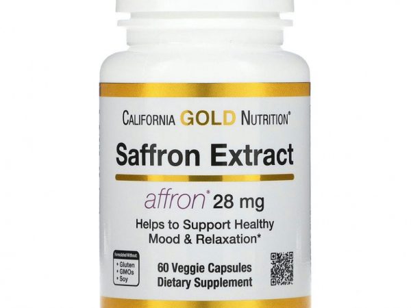 California Gold Nutrition, экстракт шафрана, с экстрактом Affron, 28 мг, 60 растительных капсул