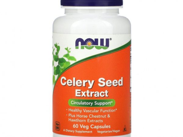 NOW Foods, экстракт семян сельдерея, 60 растительных капсул