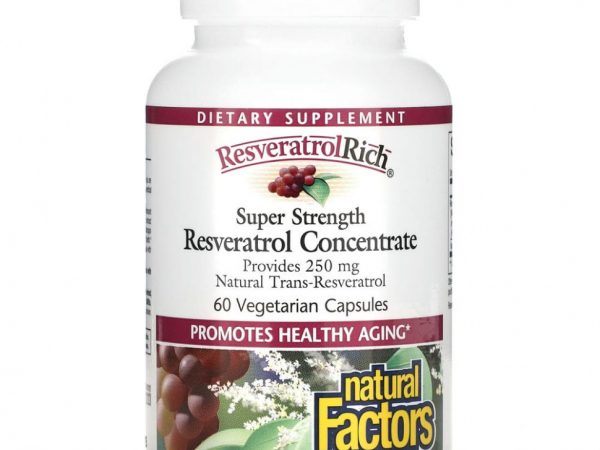 Natural Factors, ResveratrolRich, супер сильный концентрат ресвератрола, 60 растительных капсул