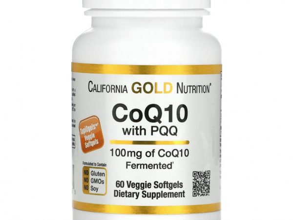 California Gold Nutrition, коэнзим Q10 с пирролохинолинхиноном (PQQ), 100 мг, 60 растительных капсул