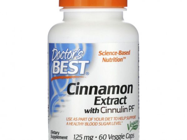 Doctor's Best, экстракт корицы с Cinnulin PF, 125 мг, 60 вегетарианских капсул