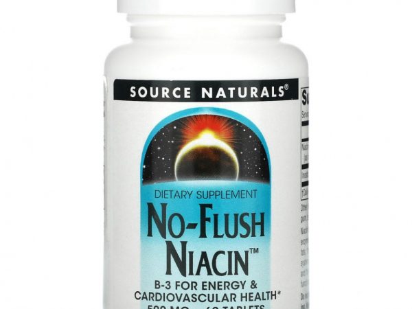 Source Naturals, ниацин, не вызывает приливов крови, 500 мг, 60 таблеток