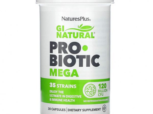 NaturesPlus, GI Natural Probiotic Mega, пробиотики, 120 млрд КОЕ, 30 капсул