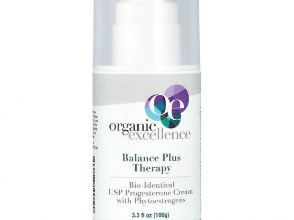 Organic Excellence, Balance Plus Therapy, крем с биоидентичным прогестроном USP и фитоэстрогенами, 100 г (3,3 жидк. унции)