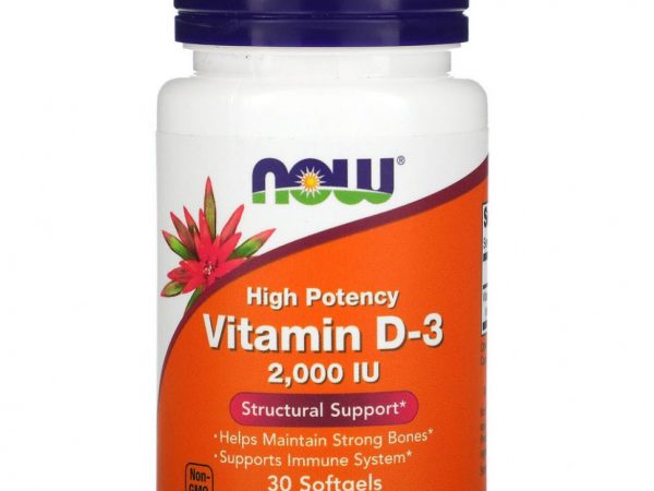 NOW Foods, витамин D3, 50 мкг (2000 МЕ), 30 капсул