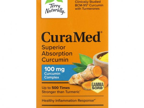 Terry Naturally, CuraMed, куркумин для превосходной усвояемости, 100 мг, 60 жевательных таблеток