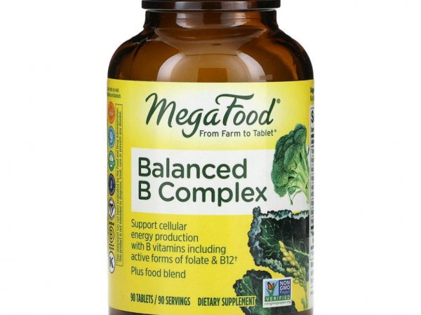 MegaFood, сбалансированный комплекс витаминов группы В, 90 таблеток