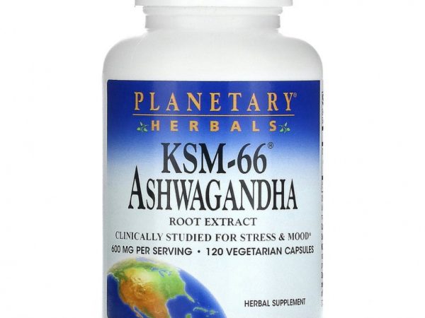 Planetary Herbals, KSM-66 ашваганда, 600 мг, 120 вегетарианских капсул