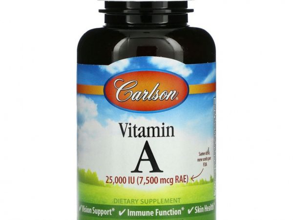 Carlson Labs, витамин A, 7500 мкг RAE (25 000 МЕ), 250 мягких таблеток
