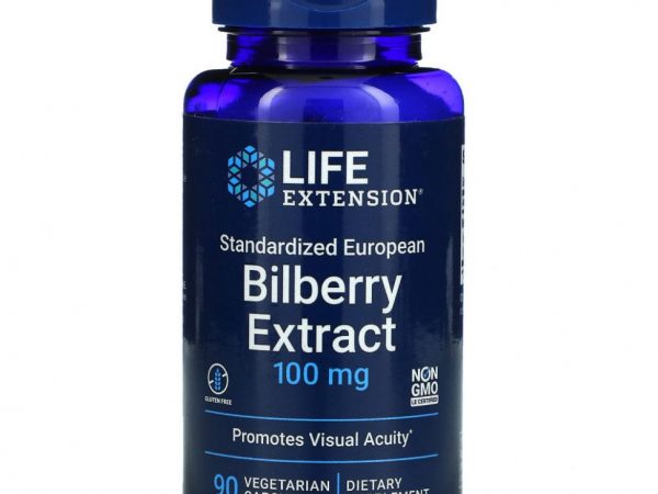 Life Extension, стандартизированный экстракт черники обыкновенной, 100 мг, 90 растительных капсул