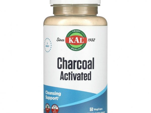 KAL, активированный уголь, 280 мг, 50 растительных капсул