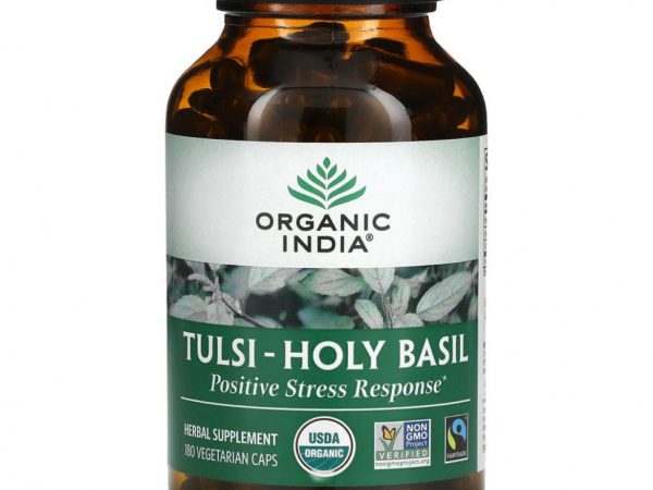 Organic India, тулси (базилик священный), 180 растительных капсул