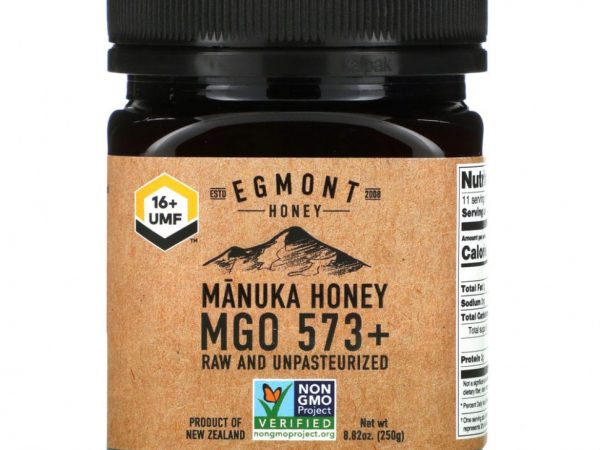 Egmont Honey, Мед манука, необработанный и непастеризованный, 573+ MGO, 250 г (8,82 унции)