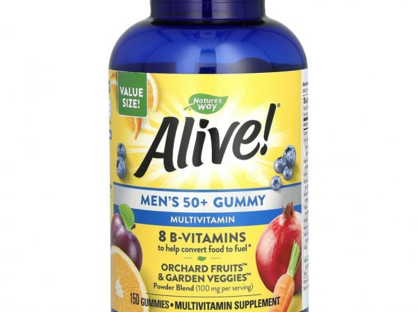 Nature's Way, Alive! Жевательные мультивитамины для мужчин старше 50 лет, со вкусом фруктов, 150 жевательных таблеток