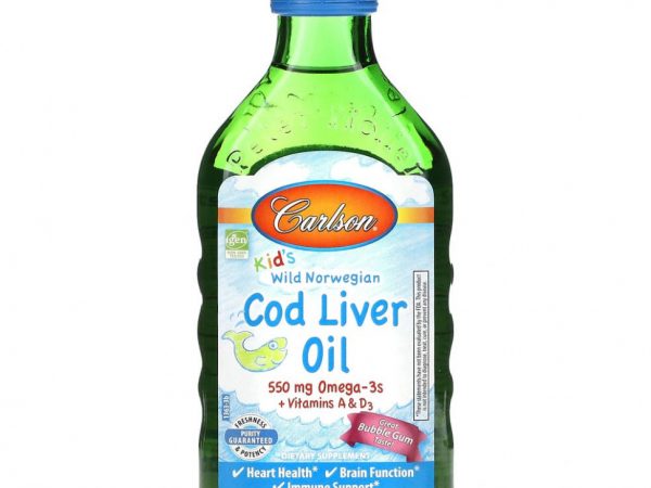 Carlson Labs, Масло печени дикой норвежской трески, для детей, со вкусом жвачки, 250 мл (8,4 жидк. унции)