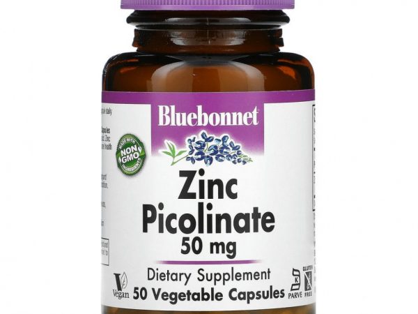 Bluebonnet Nutrition, Пиколинат цинка, 50 мг, 50 растительных капсул