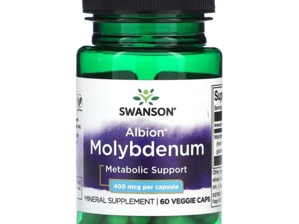 Swanson, Albion Molybdenum, 400 мкг, 60 растительных капсул